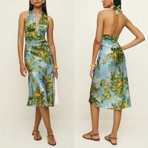 NWT Reformation Millicent Silk Dress in Villa Livia Sz 6